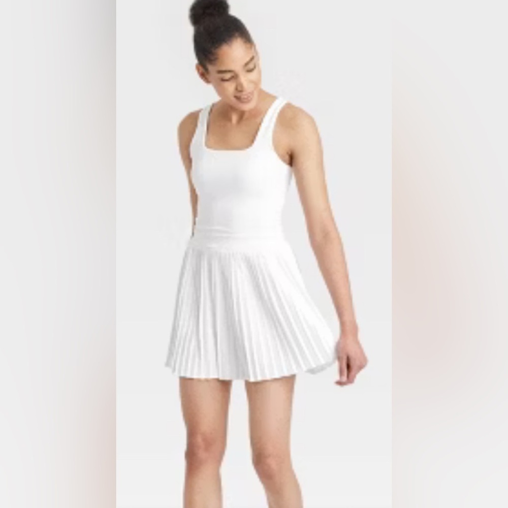 All in Motion White pleated Mini dress